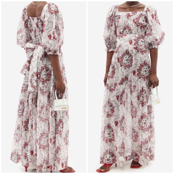 NWT THE VAMPIRE'S WIFE The Guardian Meadow Rose Print Cotton Poplin Dress US 8‌‍ - Picture 1 of 11
